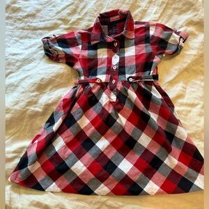 Ruffle Butts Plaid Collared Shirt Dress Size 7